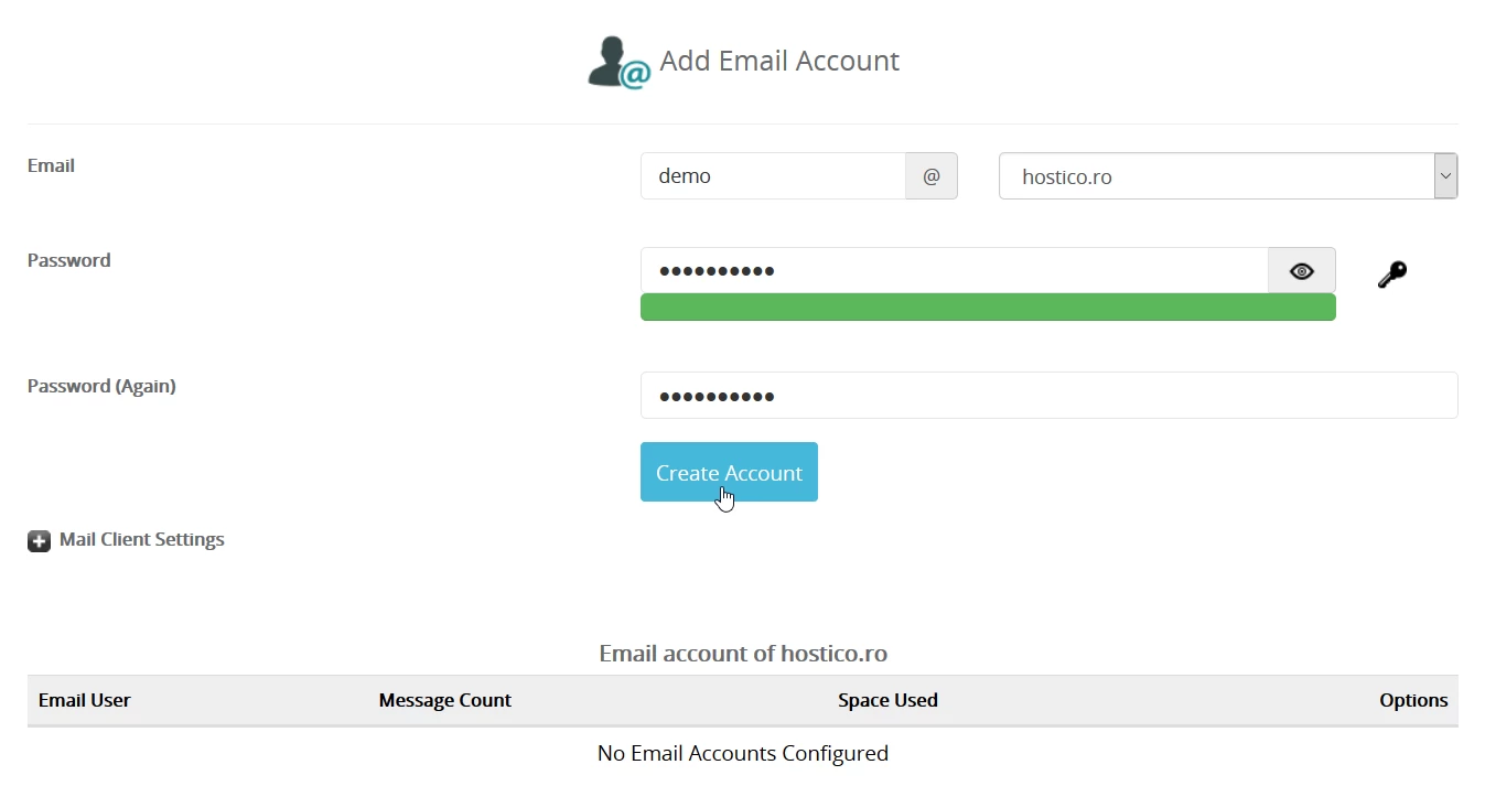 Agregar cuenta de email y completar webuzo