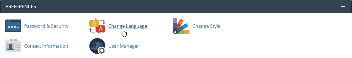 Sección de preferencias cPanel