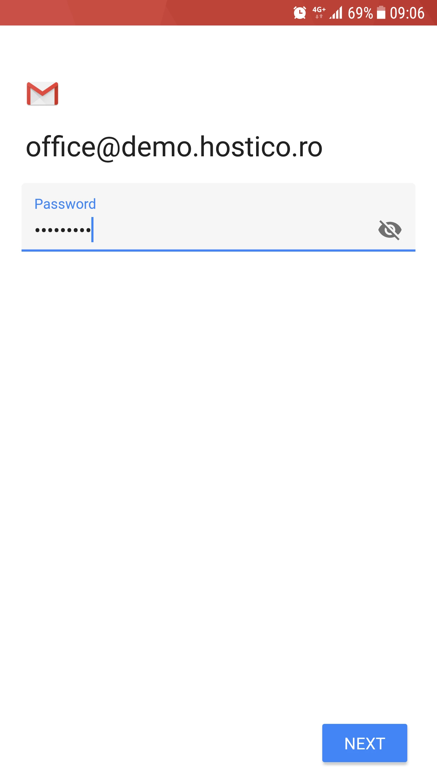 Configurando la contraseña del correo electrónico