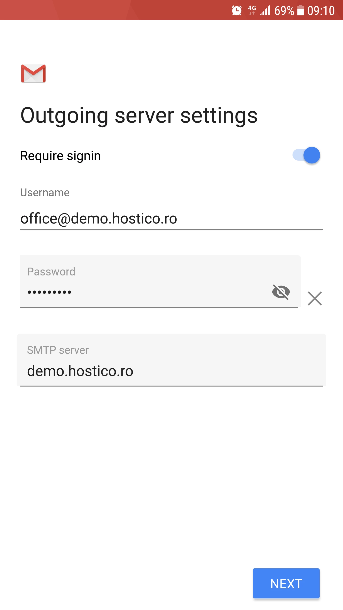 configuración del servidor saliente