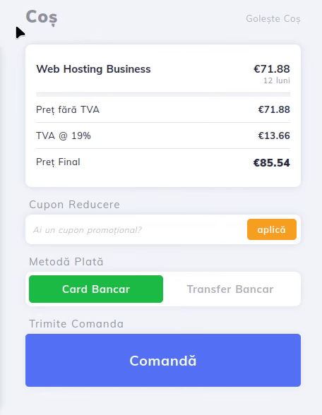 Aplicare cupon promoțional &icirc;n coș